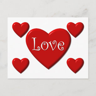 Carte Postale Cœurs Rouges d'Amour Mariage Anniversaire Tu Me Ma