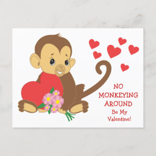 Carte Postale Coeurs rouges du singe mignon Valentine