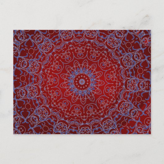 Carte postale Coeurs rouges et dentelle bleue (Devant)