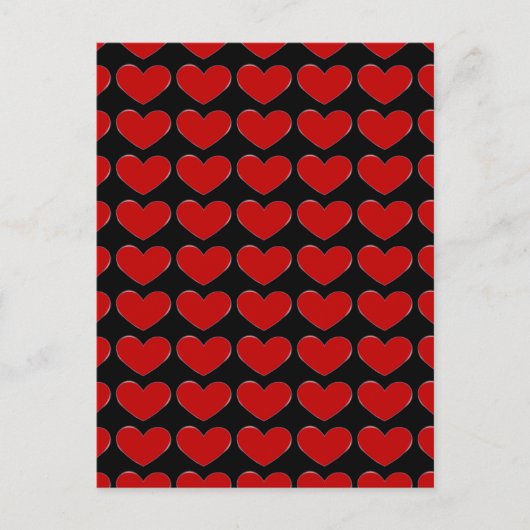 Carte Postale Cœurs rouges fond noir amour timbres mariage (Devant)