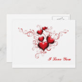 Carte Postale Coeurs Rouges Interconnectés, Je T'Aime (Devant / Derrière)
