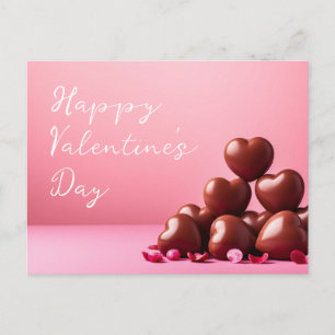 Carte Postale Coeurs rouges sur terrain rose Saint Valentin