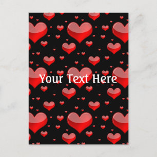 Carte Postale Coeurs rouges tombants (Vous Choisissez Couleur Ar