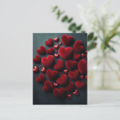 Carte Postale Coeurs rouges velours, Post-croisement (Debout devant)