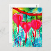 Carte Postale Coeurs saignants fleurs art (Devant / Derrière)