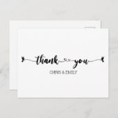 Carte Postale Coeurs simples et Merci de calligraphie des oiseau (Devant / Derrière)