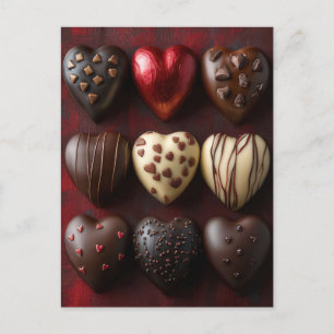 Carte Postale coeurs sucrés au chocolat Saint-Valentin
