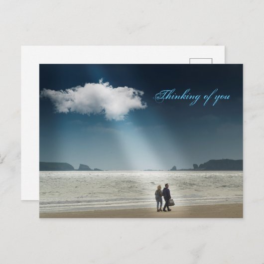 Carte Postale Cœurs sur une plage. (Devant / Derrière)