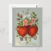 Carte Postale Coeurs vintages de Valentine (Devant / Derrière)