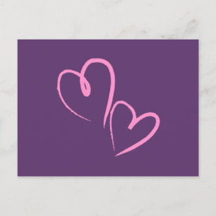 Carte Postale Cœurs violets dessinés à la main