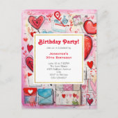 Carte Postale Coeurs Whimsical et lettres d'amour Invitation d'a (Devant)