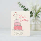 Carte Postale Coeurs Whimsical Merci de gâteau d'anniversaire ro (Debout devant)