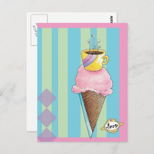 Carte Postale Coffee + Ice Cream = Love A Dreamy Dessert (Devant / Derrière)