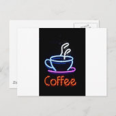 Carte Postale Coffee Lover Cup Neon Sign Cadeau présent (Devant / Derrière)