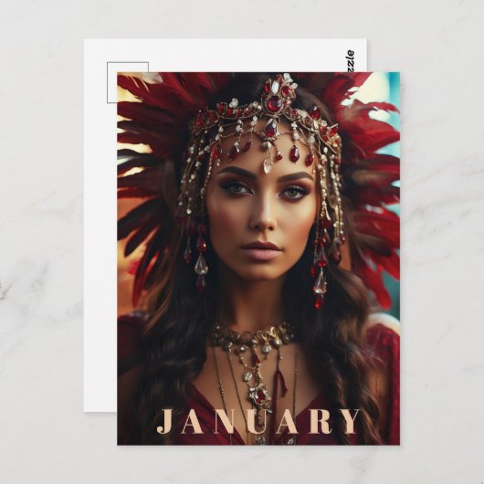 Carte Postale *~* Coiffe de JANVIER GARNET AP53 Bohème (Devant / Derrière)