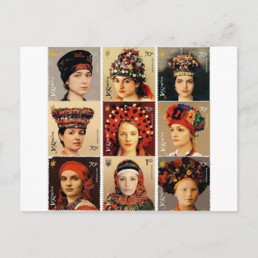 Carte Postale Coiffes ukrainiennes (Devant)