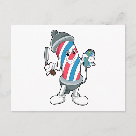 Carte Postale Coiffeur avec rasoir (Devant)