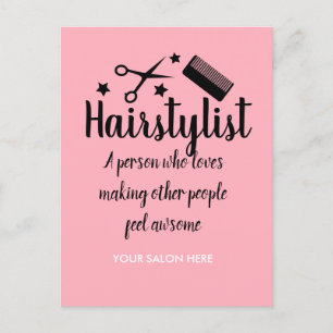 Carte Postale Coiffeur rose Citation Drôle Coiffeur Etoiles