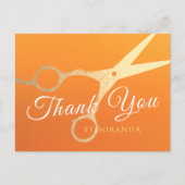 Carte Postale Coiffeur Salon de maquillage Chic Orange Ciseaux o (Devant)