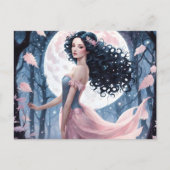 Carte Postale Coiffeuse noire et Pleine lune rose (Devant)