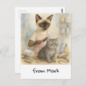 Carte Postale Coiffeuse pour chats  (Devant / Derrière)