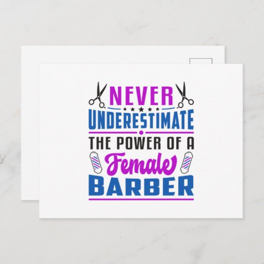 Carte Postale Coiffeuse Stylo Barber Ciseaux Coiffeur Idée cadea (Devant / Derrière)