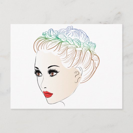 Carte Postale Coiffure de mode Lineart 2 (Devant)