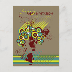 Carte Postale Coiffure Funky Bloom *02 Party Invitation Postcard