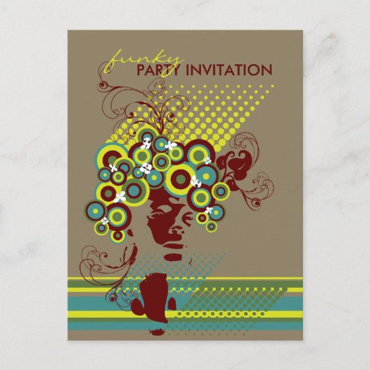 Carte Postale Coiffure Funky Bloom *02 Party Invitation Postcard (Devant)
