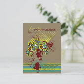 Carte Postale Coiffure Funky Bloom *02 Party Invitation Postcard (Debout devant)