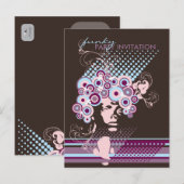 Carte Postale Coiffure Funky Bloom *03 Party Invitation Postcard (Devant / Derrière)