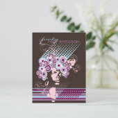 Carte Postale Coiffure Funky Bloom *03 Party Invitation Postcard (Debout devant)