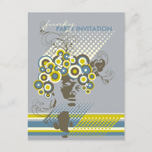 Carte Postale Coiffure Funky Bloom *04 Party Invitation Postcard (Devant)