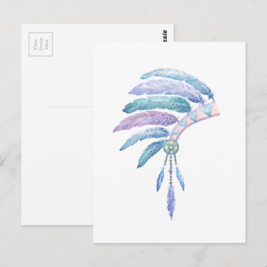 Carte Postale Coiffure indienne en aquarelle (Devant / Derrière)