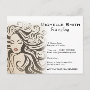 Carte Postale Coiffure Stylo Extensions cheveux bouclés Sepia Re