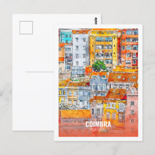 Carte Postale Coimbra Portugal Fameux Voyage Aquarelle Croquis