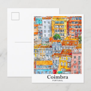 Carte Postale Coimbra Portugal Voyage Aquarelle main tirée
