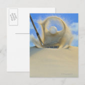 Carte Postale coin de sable frappant une balle de golf sur un sa (Devant / Derrière)