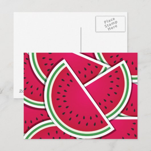 Carte Postale Coincés de pastèque funky (Devant / Derrière)