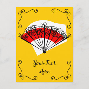 Carte Postale Coins du ventilateur espagnol Texte vertical