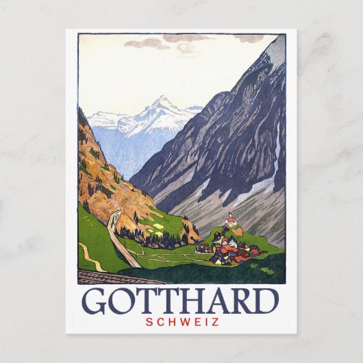 Carte Postale col Gotthard, Suisse, village, vintage (Devant)