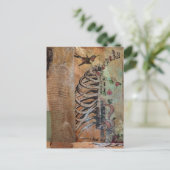 Carte Postale Colage en mixed media sur oiseau-mouche et cage th (Debout devant)