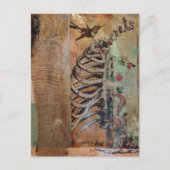 Carte Postale Colage en mixed media sur oiseau-mouche et cage th (Devant)