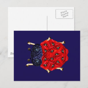 Carte Postale Coléoptère Fleur de Pavot Rouge Graphique