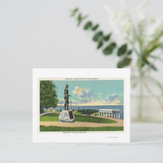 Carte Postale Coles Hill Vue sur la statue du Massasoit (Debout devant)