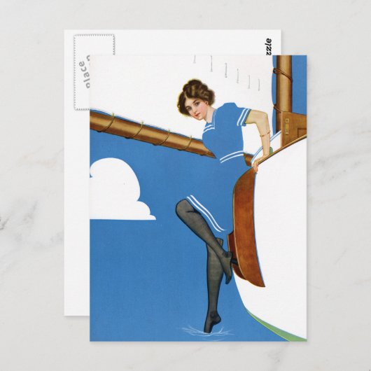 Carte Postale Coles Phillips Fadeaway - Voile Sur Blue Oceans (Devant / Derrière)