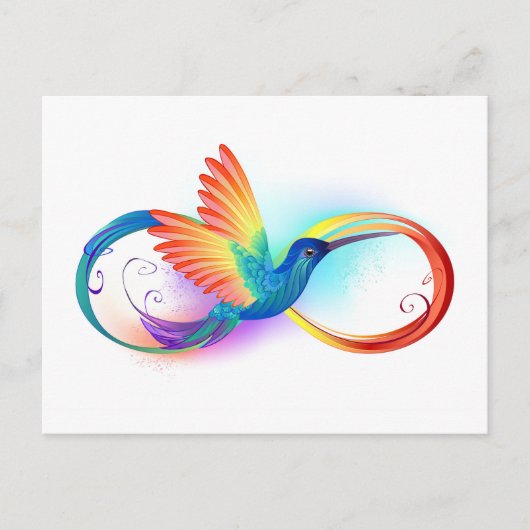 Carte Postale Colibri arc-en-ciel avec symbole Infinity (Devant)