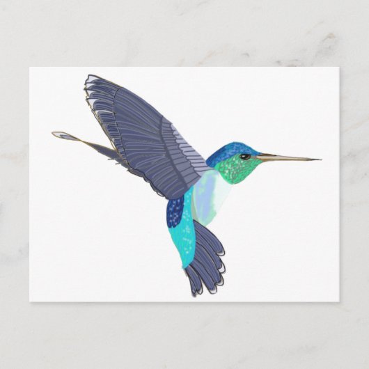 Carte Postale Colibri bleu et vert (Devant)