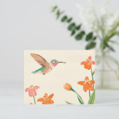 Carte Postale Colibri Calliope en vol (Debout devant)