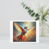 Carte Postale Colibri Coloré en Vol, (Debout devant)